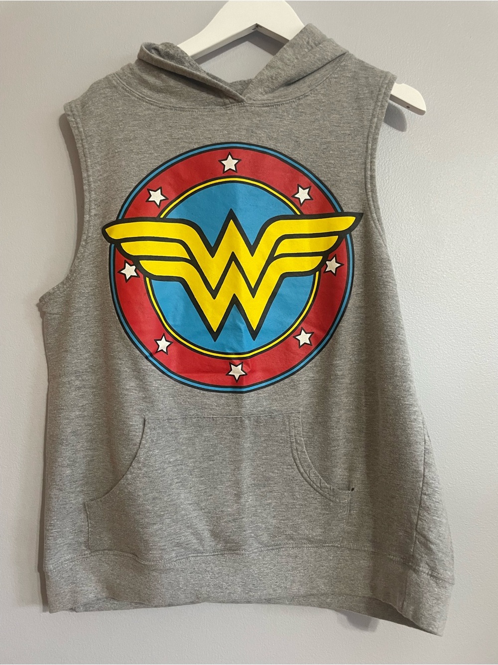 DC Comics Grey Tee with Bright Yellow, Red and Blue Emblem